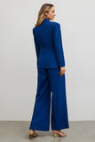 Dark Blue Peak Lapel 2 Piece Business Suit