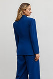 Dark Blue Peak Lapel 2 Piece Business Suit