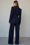 Navy 2 Piece Single Breasted Business Casual Suit