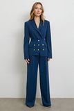 Dark Blue Slim Fit Peak Lapel 2 Piece Business Suit