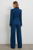 Dark Blue Slim Fit Peak Lapel 2 Piece Business Suit