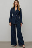 2 Piece Notched Lapel Slim Fit Navy Business Suit