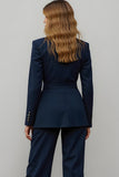 2 Piece Notched Lapel Slim Fit Navy Business Suit