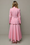 Peak Lapel 2 Piece One Button Pink Business Suit