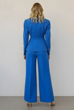 2 Piece Notched Lapel Single Breasted Blue Business Suit
