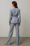 Glitter Grey Peak Lapel 2 Piece Prom Suit