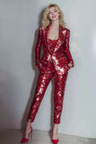 Sparkly Burgundy Slim Fit 2 Piece Prom Suit