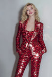 Sparkly Burgundy Slim Fit 2 Piece Prom Suit