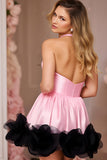 Pink Corset A-Line Halter Homecoming Dress