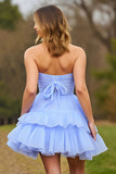 Lilac Strapless Keyhole Corset Tiered A Line Homecoming Dress