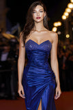 Royal Blue Mermaid Strapless Beaded Gala Dress With Slit