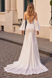 Mermaid Ivory Lace Wedding Dress with Slit