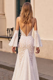 Mermaid Ivory Lace Wedding Dress with Slit