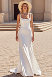 Ivory Sheath Spaghetti Straps Wedding Dress