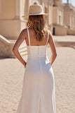 Ivory Sheath Spaghetti Straps Wedding Dress