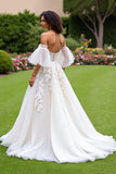 Corset Off The Shoulder Ivory Appliqued Wedding Dress