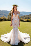 Mermaid Ivory Lace Long Wedding Dress