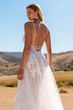 Lace A line Ivory Wedding Dress with Slit