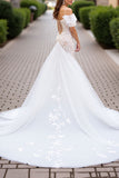 Cold Shoulder Appliqued Mermaid Ivory Wedding Dress