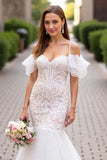 Cold Shoulder Appliqued Mermaid Ivory Wedding Dress
