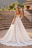 Lace Ivory A Line Spaghetti Straps Wedding Dress