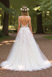 Ivory A Line Tulle Wedding Dress with Appliques