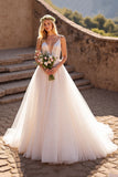 A Line Ivory Long Wedding Dress with Appliques