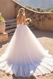 A Line Ivory Long Wedding Dress with Appliques