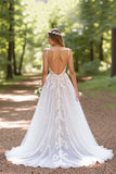 A Line Ivory Spaghetti Straps Wedding Dress