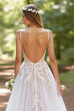 A Line Ivory Spaghetti Straps Wedding Dress