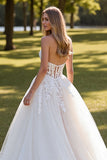 A Line Sweetheart Appliqued Ivory Wedding Dress With Slit