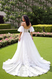 Ivory A Line Off The Shoulder Appliqued Wedding Dress