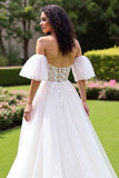 Ivory A Line Off The Shoulder Appliqued Wedding Dress