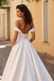 Simple Ivory Off The Shoulder Long Wedding Dress