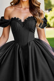 Black Off The Shoulder A Line Homecoming Dress