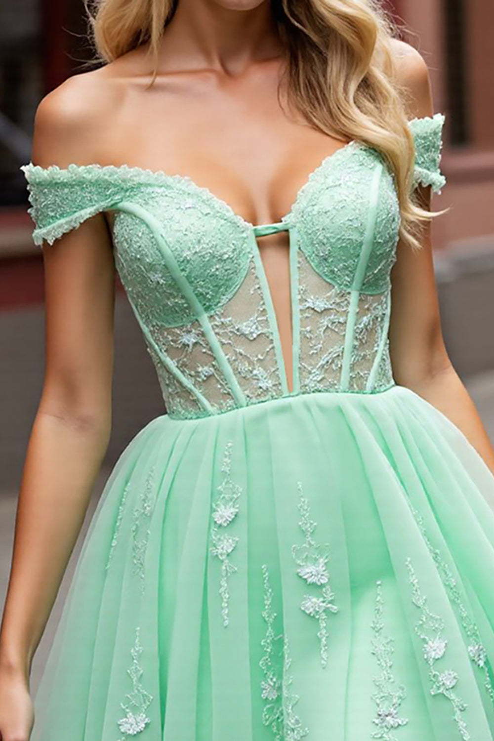 Berylove Women Off The Shoulder Homecoming Dress Corset Appliqued Mint Green A Line Tulle Cocktail Dress Berylove Women Off The Shoulder Homecoming Dress Corset Appliqued Mint Green A Line Tulle Cocktail Dress