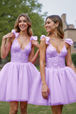 Corset Pink Appliqued A Line Homecoming Dress