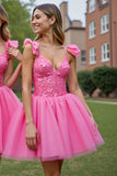 Corset Pink Appliqued A Line Homecoming Dress
