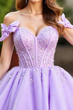 Lavender Off The Shoulder Corset Homecoming Dress