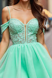 Mint Green Cold Shoulder Appliqued Homecoming Dress