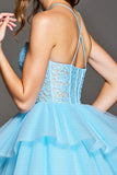 Sky Blue A Line Appliqued Homecoming Dress