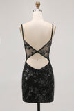 Dark Green Sequined Bodycon Corset Homecoming Dress with Appliques