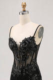 Dark Green Sequined Bodycon Corset Homecoming Dress with Appliques