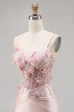 Corset Tight Pink Homecoming Dress with 3D Flowers