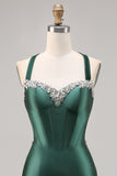 Beaded Corset Dark Green Homecoming Dress