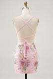 Bodycon Floral Peacock Homecoming Dress with Sequins