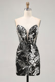 Sparkly Bodycon Short Black Homecoming Dress with Sequins