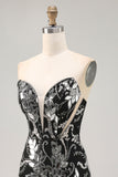 Chic Black Bodycon Sequin Strapless Homecoming Dress with Beading