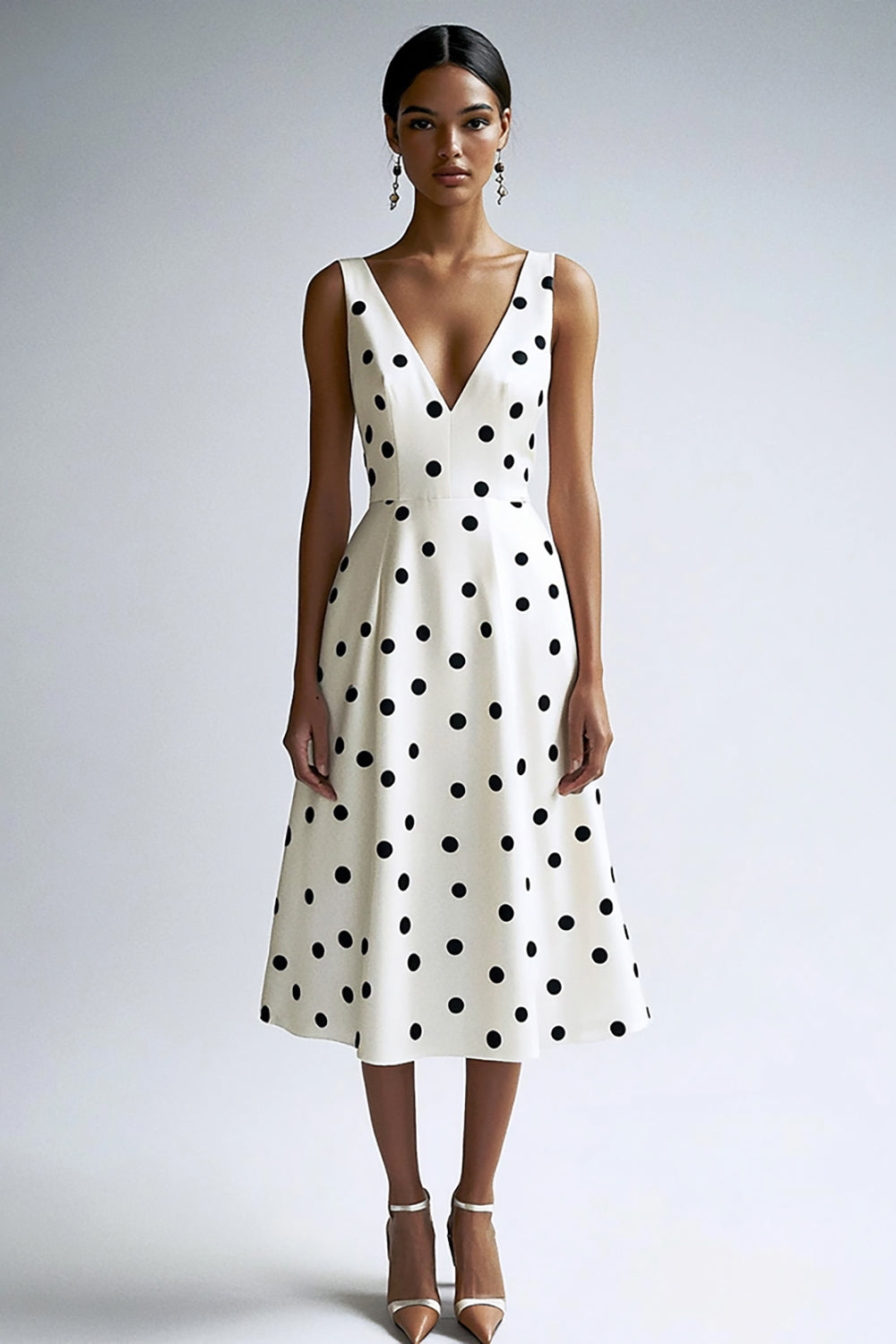 Womens Dresses Casual Polka Dot Dress Berylove Women Black Polka Dot Dress White A Line V-Neck Midi Casual Dress, White Black Dot US16 Womens Dresses Casual Polka Dot Dress Berylove Women Black Polka Dot Dress White A Line V-Neck Midi Casual Dress, White Black Dot US16