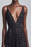 Black White A Line Chiffon Polka Dot Dress
